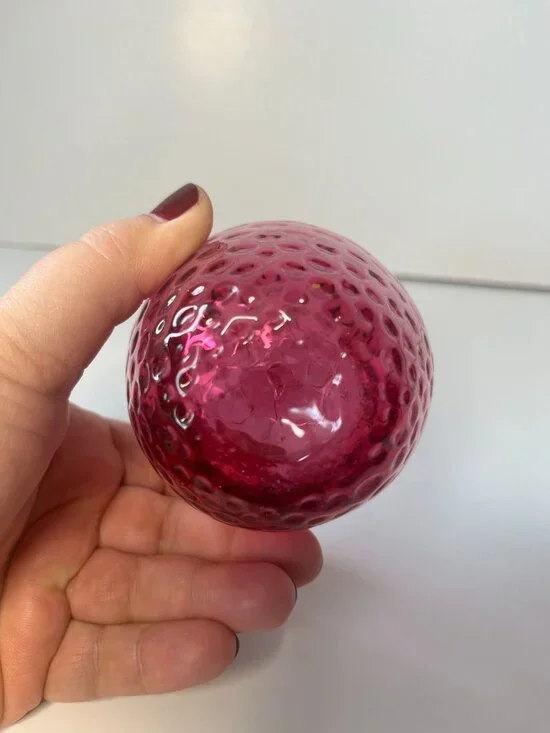 Strawberry Glass Paperweight Pink Desk Decor Stawberrycore Cottagecore Bohemian - Picture 4 of 7